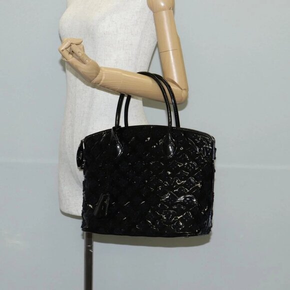 LOUIS VUITTON Monogram Fashion Lockit Booklet Hand Bag Black LV Auth - Picture 1 of 15
